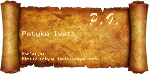 Petyka Ivett névjegykártya